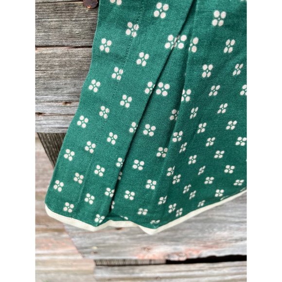 Vintage Pair 1960s Green/Beige Dot Pleated Curtain Valance Cotton - Picture 15 of 16